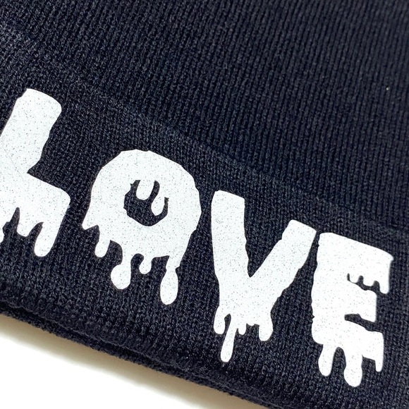 Winter Beanie Skully Hat with Drip Love Quote - Picture 6 of 6